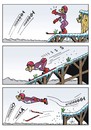 Cartoon: Skispringer (small) by JotKa tagged sport,wintersport,meisterschaften,olympiaden,ski,skilaufen,skifahren,skispringen,skischanze,schanzen,natur,winter,schnee,sportler,männer