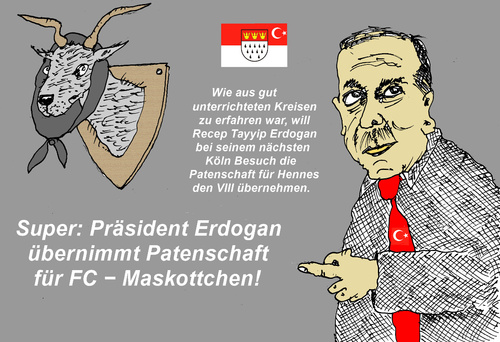 Cartoon: Erdogans Patenschaft (medium) by Marbez tagged erdogan,fc,patenschaft
