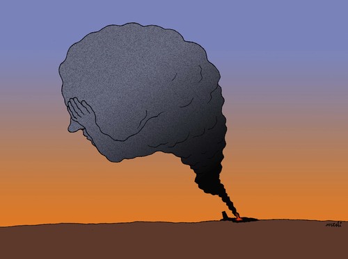 Cartoon: crash plane smoke (medium) by Medi Belortaja tagged crash,plane,smoke,death,terror,terrorism,accidents