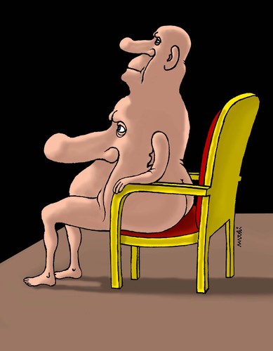 Cartoon: superhead (medium) by Medi Belortaja tagged head,naked,chief,chair,power
