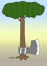 Cartoon: securiform tree (small) by Medi Belortaja tagged securiform,tree,ax,ecology