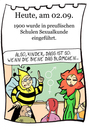 Cartoon: 2. September (small) by chronicartoons tagged sex,sexualkunde,aufklärung,blume,biene,schule,cartoon