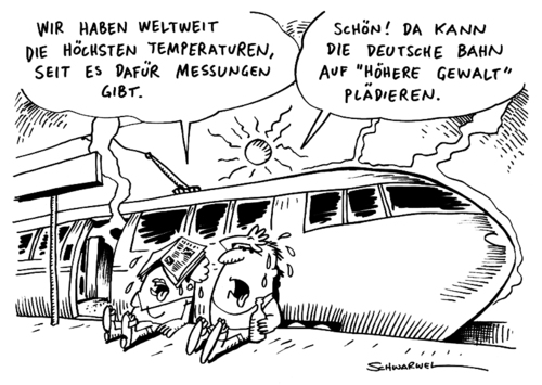 Cartoon: Hitze und DB (medium) by Schwarwel tagged hitzschlag,ice,deutsche,bahn,tarifverhandlungen,karikatur,schwarwel