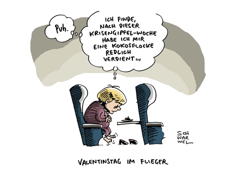 Cartoon: Merkel Valentinstag (medium) by Schwarwel tagged merkel,valentinstag,krisengipfel,marathon,krise,karikatur,schwarwel,merkel,valentinstag,krisengipfel,marathon,krise,karikatur,schwarwel