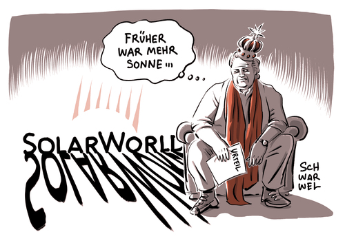 Cartoon: Solarworld (medium) by Schwarwel tagged solarworld,sonnenkönig,frank,asbeck,solarworld,sonnenkönig,frank,asbeck