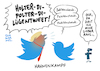 Cartoon: Twitter Trump Faktencheck (small) by Schwarwel tagged donald,trump,twitter,president,präsident,weißes,haus,america,amerika,online,social,media,world,wide,web,faktencheck,onlinedienst,wahl,wahlen,präsidentschaftswahl,fake,news,hass,hetze,verschwörungstheorie,kurznachrichtendienst,profil,tweet,tweets,warnhinweis,kurznachrichten,cartoon,karikatur,schwarwel