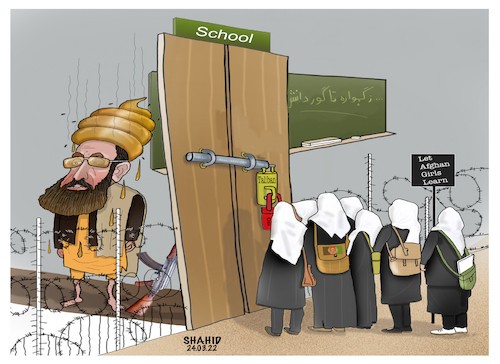 Cartoon: Girls school in Afghanistan! (medium) by Shahid Atiq tagged afghanistan