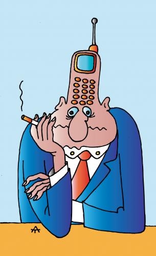 Cartoon: Mobile Man (medium) by Alexei Talimonov tagged mobiles,cell,phones