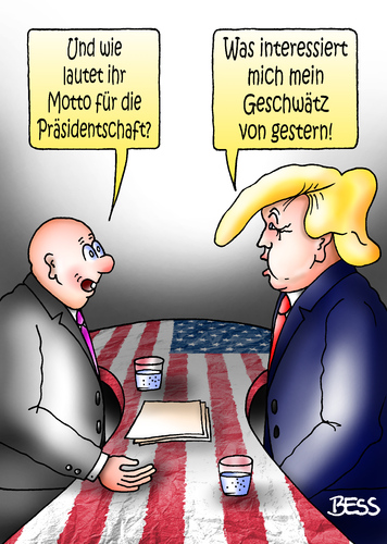 Cartoon: Zukunftsperspektive (medium) by besscartoon tagged donald,trump,politik,präsident,motto,zukunft,geschwätz,usa,amerika,bess,besscartoon