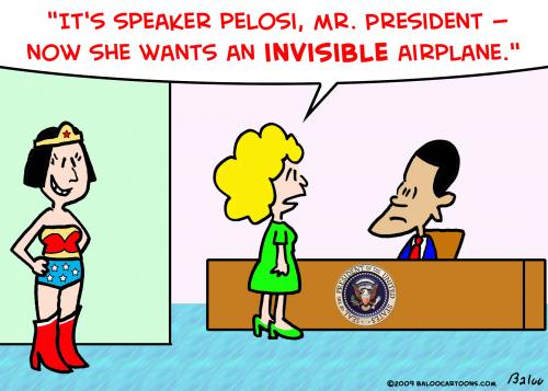Cartoon: 1 invisible airplane pelosi obam (medium) by rmay tagged invisible,airplane,pelosi,obama