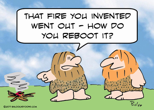 Cartoon: cave fire reboot (medium) by rmay tagged cave,fire,reboot