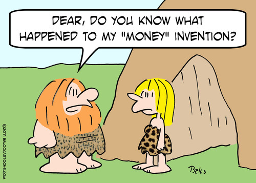 Cartoon: caveman wife money invention (medium) by rmay tagged wife,caveman,invention,money