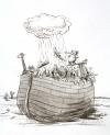 Cartoon: ... (small) by GB tagged arche,noah,klima,katastrophe,dürre,trockenheit,bibel,regen,tiere,animals