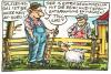 Cartoon: Biofleisch (small) by GB tagged bio,fleisch,metzger,schlachter,öko,natur,bauer,landwirt,ernährung,essen,tiere