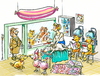 Cartoon: dog parlour (small) by GB tagged hunde salon tiere animals wellness schönheit massage dauerwelle shop dog