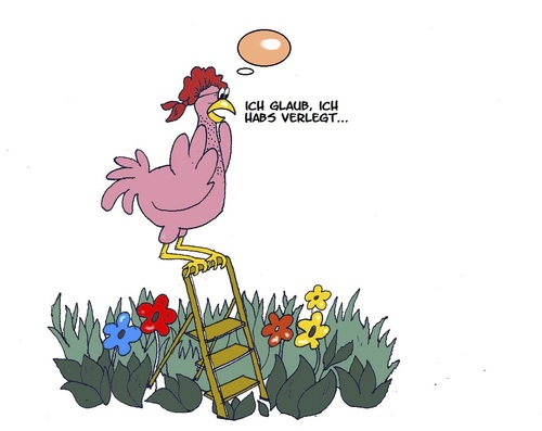 Cartoon: Huhn mit Alzheimer (medium) by Retlaw tagged schusselig,vergessen,überarbeitet