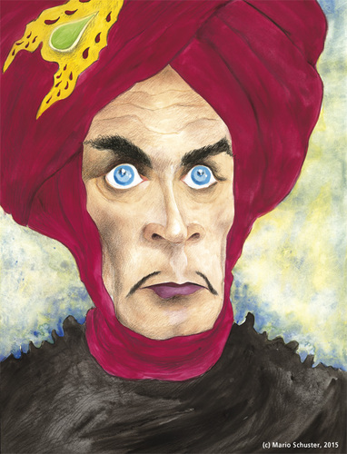 Cartoon: Conrad Veidt Thief of Bagdad (medium) by Mario Schuster tagged conrad,veidt,dieb,von,bagdad,thief,of,karikatur,cartoon,mario,schuster,sabu