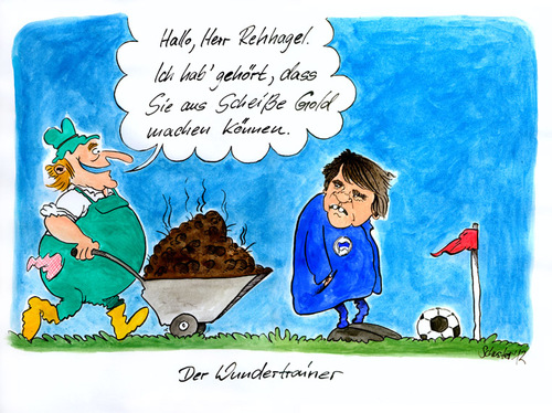Cartoon: Der Wundertrainer (medium) by Mario Schuster tagged berlin,bundesliga,fußball,fussball,rehhagel,schuster,mario,cartoon,karikatur