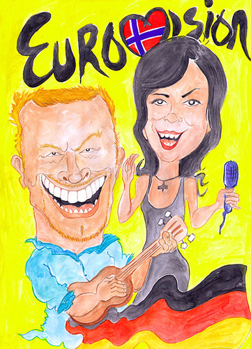Cartoon: Lena und Stefan Raab (medium) by Mario Schuster tagged eurovision,lena,raab