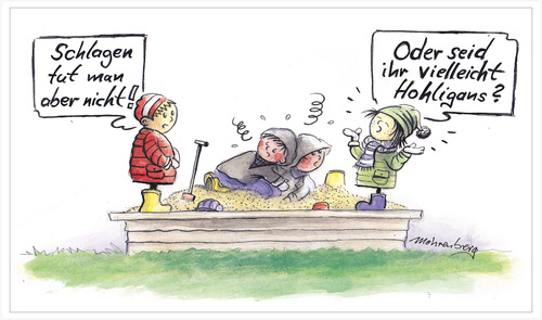 Cartoon: No Chance for Hooligans (medium) by Mohrenberg tagged hooligans,kinder,sandkiste,fußball,randale,schlagen