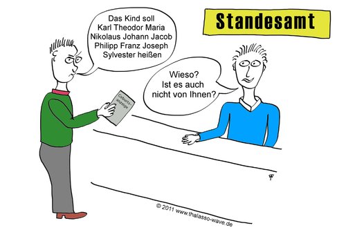 Cartoon: Geburtsanzeige (medium) by thalasso tagged guttenberg,plagiat,standesamt,kinder,geburt