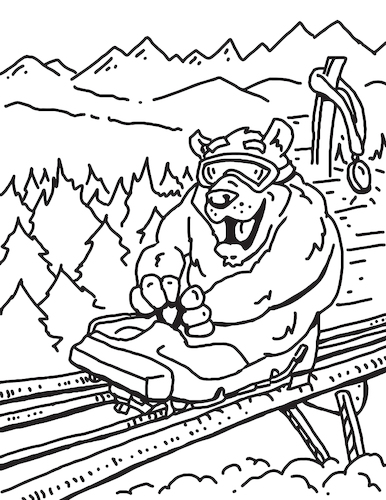 Cartoon: Adaptive Spirit Coloring Book 6 (medium) by karlwimer tagged bear,ski,snowboard,alpine,slide,paralympic,luge,toboggan,vail,mountains,snow,winter