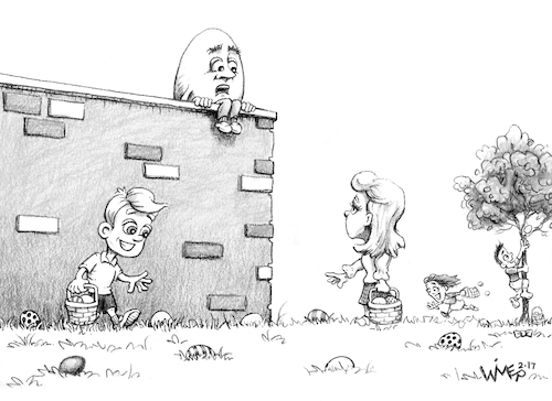 Cartoon: Easter caption contest (medium) by karlwimer tagged easter,egg,hunt,humpty,dumpty,kids,holiday,children,season