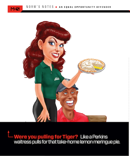 Cartoon: Tiger Meringue (medium) by karlwimer tagged tiger,woods,masters,golf,pie,sports,championship