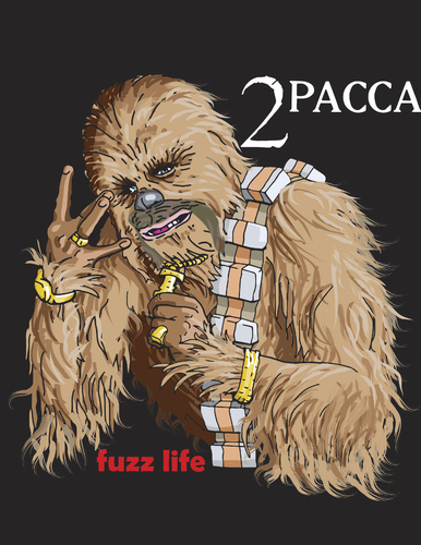 Cartoon: Tu-Pacca (medium) by karlwimer tagged star,wars,chewbacca,tupac,shakur,rap,music,wookie