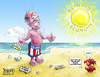 Cartoon: Job Burn (small) by karlwimer tagged beach,sunburn,sun,summer,economy,unemployment,stimulus,housing,market,business,recession