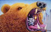 Cartoon: Mouth of Bear (small) by karlwimer tagged bear,bull,stocks,stockmarket,cave,market