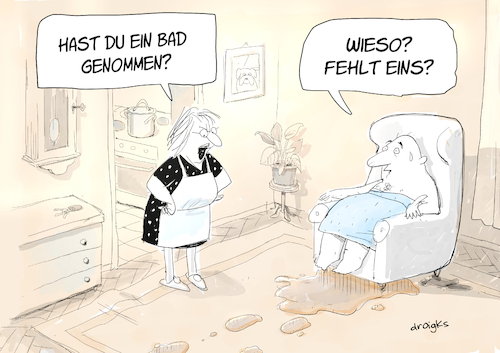 Cartoon: ein Bad fehlt (medium) by droigks tagged badewanne,entspannung,wasser,heiß,wohlfühlen,seife,schaumbad,reinigung,wellness,relaxen,badezusatz,duft,kerzenschein,badeente,handtuch,bademantel,duschgel,vollbad,warm,schwamm,waschlappen,badeöl,auszeit,droigks,erholung,wohlbefinden,badewanne,entspannung,wasser,heiß,wohlfühlen,seife,schaumbad,reinigung,wellness,relaxen,badezusatz,duft,kerzenschein,badeente,handtuch,bademantel,duschgel,vollbad,warm,schwamm,waschlappen,badeöl,auszeit,droigks,erholung,wohlbefinden