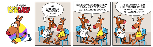 Cartoon: KenGuru Umkehrschluss (medium) by droigks tagged arzt,diagnose,altersbedingt,verschleiss,droigks,känguru,gleichbehandlung,arthrose,arzt,diagnose,altersbedingt,verschleiss,droigks,känguru,gleichbehandlung,arthrose