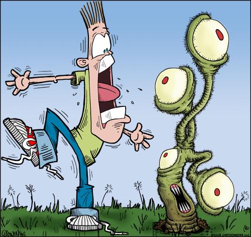 Cartoon: Lawn Pests... (medium) by GBowen tagged bug,insect,monster,lawn,grass,scream,scared