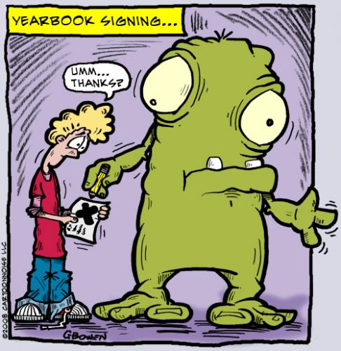 Cartoon: School with Aliens... (medium) by GBowen tagged alien,gbowen,school,yearbook
