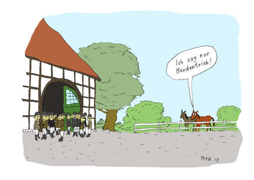 Cartoon: Herdentrieb (medium) by darkplanet tagged herde,pferde,reiter