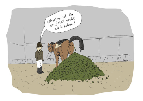 Cartoon: Äppelalarm (medium) by darkplanet tagged horseriding,horse,reitsport,reiten,scheiße,kacke,reithalle,reiter,pferd