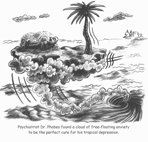 Cartoon: Free Floating Anxiety (medium) by Tzod Earf tagged tranquility,of,sea,island,meditation,mindfulness,relaxation,treatment,depression,tropical,anxiety,floating,free,psychiatry
