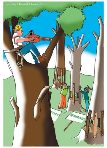 Cartoon: Tree Cutters (medium) by Clive Collins tagged nature,climate,greenpeace
