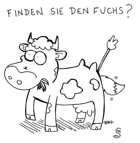Cartoon: finden sie den fuchs (medium) by XombieLarry tagged kuh,fuchs,suchspiel,einsendeschluss,schon,vorbei