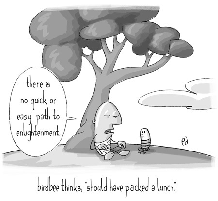 Cartoon: birdbee - lunch (medium) by birdbee tagged birdbee,hungry,impatience,enlightenment,guru