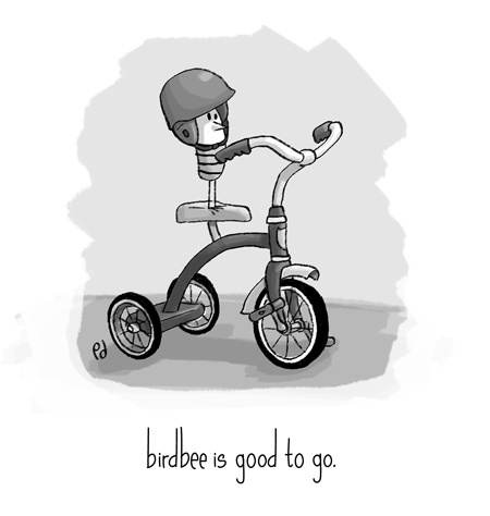 Cartoon: birdbee is good to go. (medium) by birdbee tagged birdbee,trike,tricycle,helmet,ready,ride