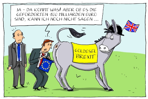 Cartoon: brexit forderungen (medium) by leopold maurer tagged brexit,eu,verhandlungen,forderungen,schulden,verhandlungsbasis,goldesel,grossbritannien,brexit,eu,verhandlungen,forderungen,schulden,verhandlungsbasis,goldesel,grossbritannien