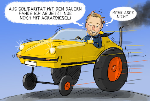 Cartoon: Lindner und die Bauern (medium) by leopold maurer tagged finanzminister,lindner,ampel,proteste,bauern,agrardiesel,foerderung,subvention,haushalt,sparen,zugestaendnis,porsche,traktor,leopold,maurer,cartoon,karikatur,finanzminister,lindner,ampel,proteste,bauern,agrardiesel,foerderung,subvention,haushalt,sparen,zugestaendnis,porsche,traktor,leopold,maurer,cartoon,karikatur