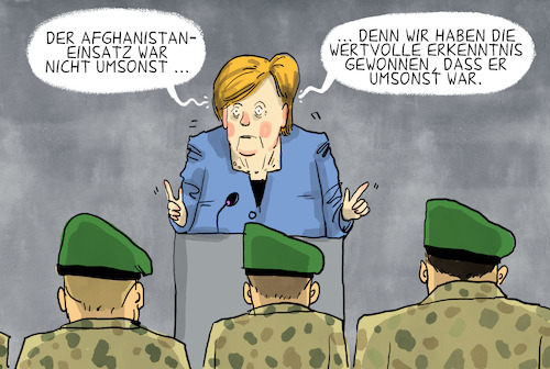 Cartoon: Merkel ehrt Soldaten (medium) by leopold maurer tagged merkel,ehrung,soldaten,bundeswehr,evakuierungsmission,kabul,afghanistan,mission,umsonst,lehren,abzug,terror,taliban,nato,usa,merkel,ehrung,soldaten,bundeswehr,evakuierungsmission,kabul,afghanistan,mission,umsonst,lehren,abzug,terror,taliban,nato,usa