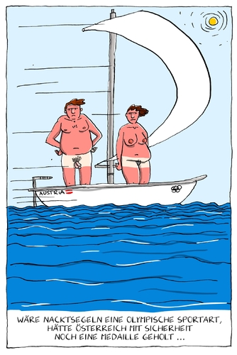 Cartoon: nacktsegeln (medium) by leopold maurer tagged olympische,spiele,olympisch,medaille,österreich,sportart,segeln,nackt,mann,frau,olympische,spiele,olympisch,medaille,österreich,sportart,segeln,nackt,mann,frau