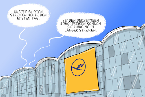 Cartoon: Pilotenstreik Lufthansa (medium) by leopold maurer tagged streik,flugzeug,lufthansa,piloten,passagiere,rohölpreisen,spritpreise,iran,krieg,nahost,manager,streikdauer,leopold,maurer,cartoon,karikatur,streik,flugzeug,lufthansa,piloten,passagiere,rohölpreisen,spritpreise,iran,krieg,nahost,manager,streikdauer,leopold,maurer,cartoon,karikatur