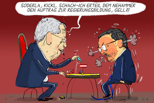 Cartoon: Regierungsbildung in Österreich (medium) by leopold maurer tagged van,der,bellen,österreich,nationalratswahlen,2024,fpö,övp,spö,neos,grüne,schach,bundespräsident,erster,wahlsieger,zweiter,regierungsbildung,auftrag,leopold,maurer,karikatur,cartoon,van,der,bellen,österreich,nationalratswahlen,2024,fpö,övp,spö,neos,grüne,schach,bundespräsident,erster,wahlsieger,zweiter,regierungsbildung,auftrag,leopold,maurer,karikatur,cartoon