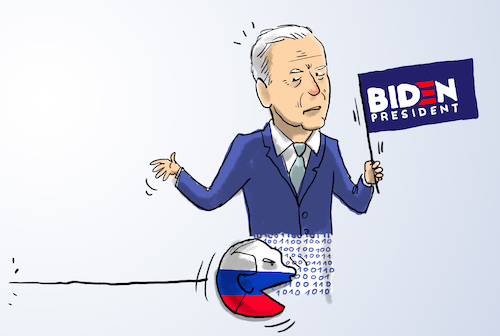 Cartoon: russische kampagne gegen biden (medium) by leopold maurer tagged russland,wahl,usa,kampagne,verleumdung,biden,russland,wahl,usa,kampagne,verleumdung,biden