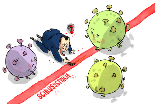 Cartoon: Spahn beendet Pandemie (medium) by leopold maurer tagged spahn,corona,covid,pandemie,ende,virus,spahn,corona,covid,pandemie,ende,virus